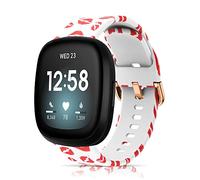 ToVioc Watch Strap for Fitbit Versa 3 / Fitbit Sense No Fading Silicone Replacement Watch Band for Fitbit Sense/Fitbit Versa 3 - Red Lips