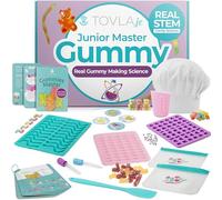 Tovla Jr. Ultimate Gummy Sweet Making Cooking for Kids Set - Real Candy Science Kit & Recipe Cards - Junior Chef Hat Baking Set with Moulds, Utensils & Gift Box - Cooking for Kids, STEM Learning Tools