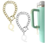 Tovly 2PCS Letter Charm Accessories For Stanley Cup A-Z ID Initial Pendants Personalized Charms For Stanley Tumbler Handle, S, Alloy Steel, No Gemstone