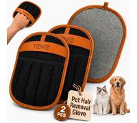 TOVO PRIME Pet Hair Removal Gloves 2-Pack | Upgraded Five-Finger Electrostatic Fur & Lint Remover | Reinforced Leather Strips | Dogs & Cats, Couch, Carpet, Car Seats & Laundry | Reusable & Washable
