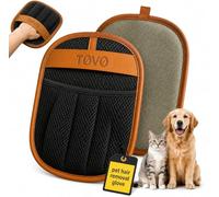TOVO PRIME Pet Hair Removal Gloves 2-Pack | Upgraded Five-Finger Electrostatic Fur & Lint Remover | Reinforced Leather Strips | Dogs & Cats, Couch, Carpet, Car Seats & Laundry | Reusable & Washable