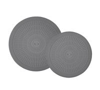 Tovolo 10” & 12" Silicone Microwave Mat, Charcoal - Set of 2 Multi-Use Heat Barrier Mat with Thermal Ridges, Doubles as Non-Slip Trivet, Jar Opener & Splatter Guard for Kitchen, Dishwasher Safe