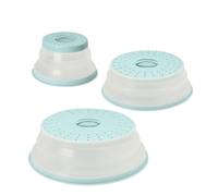 Tovolo 3-Piece Silicone Microwave Splatter Lid Set Blue Haze Small Medium Large Set of 3, Collapsible Dishwasher Safe BPA Free Vented Silicone Microwave Splatter Cover Set for Food Reheating