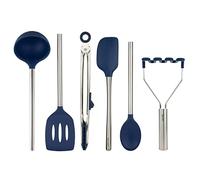 Tovolo 60145-301 Silicone Utensil Set of 6 for Meal Prep, Cooking, Baking, and More-Deep Indigo