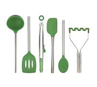Tovolo 60146-500 Silicone Utensil Set of 6 for Meal Prep, Cooking, Baking, and More-Pesto