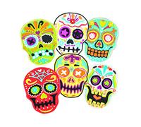 Tovolo 81-22492 Reversible Templates Set of 6 Stamps, Dia de Los Muertos Sugar Skull Cookie Cutter, Dishwasher-Safe, Plastic, Lime/White