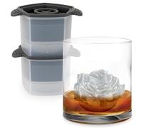 Tovolo 81-34440 Leak-Free, Rose Ice Cube Stackable with Tight Silicone Seal, Novelty Drink Mold-Set of 2, Plastic, Clear