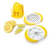 Tovolo Citrus Slicer & Wedger Tool - Premium Dual Blade Lemon, Lime, and Orange Cutter Creates 8 Uniform Wedges and 6 Slices, Perfect Bar Tool, Anti-Slip Base, Stackable, BPA-Free, Dishwasher Safe