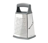 Tovolo Elements 4-Sided Box Grater - Stainless Steel Cheese Shredder with Coarse Medium Fine Slice Sides, Comfortable Handle & Stable Base for Kitchen Prep, Large, Charcoal