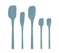 Tovolo Flex Core 5 Piece Silicone Spatula Set Heat Resistant All Silicone Utensils Include Non Stick Spatula Spoonula Jar Scraper, Dishwasher Safe BPA Free Spatulas for Baking Mixing, Blue Slate