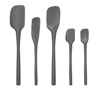 Tovolo Flex-Core All Silicone Spatula Set of 5 for Meal Prep, Cooking, Baking, and More - Charcoal