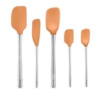 Tovolo Flex-Core Stainless Steel Handled Spatula Set of 5 for Meal Prep, Cooking, Baking, and More - Apricot