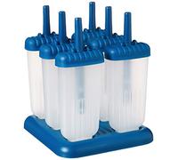 Tovolo Groovy Popsicle Molds (Set of 6) - Mess-Free Plastic Ice Pops with Reusable Sticks & Drip-Guard for Freezer Snacks/Dishwasher-Safe & BPA-Free,Blueberry