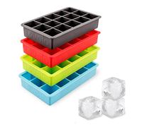 Tovolo 81-21785 Perfect Cube Trays, Ice Blue, Candy Apple, Charcoal, Spring Green-Set of 4, Silicone, Assorted