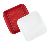 Tovolo Prep & Serve Medium Marinade Tray Set with White Tray and Chili Pepper Base for Easy Grilling
