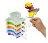 Tovolo Silicone Popsicle Molds with Sticks (4-Pack, Dino) - Reusable Ice Pop Molds for Homemade Flavored Ice Pops & Frozen Snacks - Stackable Popsicle Maker with Lid, Dishwasher Safe & BPA-Free