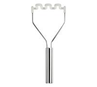 Tovolo Silicone Potato Masher Stainless Steel Handle White Dishwasher Safe Heat Resistant Non Scratch Handheld Coil Wire Potato Smasher for Nonstick Pans Ergonomic Kitchen Food Prep Tool