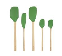 Tovolo 60129-500 Wood Handled Spatula Set of 5 Utensil Set for Meal Prep, Cooking, Baking, and More, Silicone, Pesto
