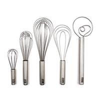 Tovolo Stainless Steel 6" Mini Whisk, 8" Beat Whisk, 10" Sauce Whisk, 11" Whisk Whip and 12" Dough Whisk Kitchen Utensil Bundle - Set of 3