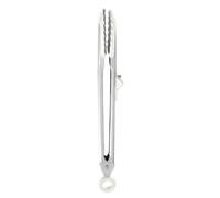Tovolo Tip Top Tongs, Easy-Grip Kitchen Tongs with Silicone Tips, Easy Locking Mechanism, Cooking Utensil with Resting Foot, Heat-Resistant & BPA-Free - White