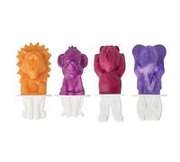 Tovolo Zoo Crew Pop Molds (Set of 4) - Reusable Mess-Free Silicone Popsicle Molds with Sticks and Drip-Guards for Easy Homemade Snacks
