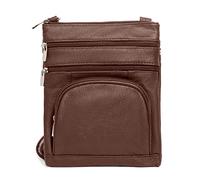 TOVOSO Crossbody Bag for Women, Genuine Leather Multi-Pocket Purse with Adjustable Strap, RFID Protection, Built-In Wallet, Brown, L