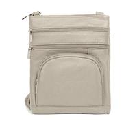 TOVOSO Crossbody Bag for Women, Genuine Leather Multi-Pocket Purse with Adjustable Strap, RFID Protection, Built-In Wallet, Cream, XL