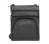 TOVOSO Crossbody Bag for Women, Genuine Leather Multi-Pocket Purse with Adjustable Strap, RFID Protection, Built-In Wallet, Black, M