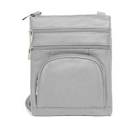 TOVOSO Crossbody Bag for Women, Genuine Leather Multi-Pocket Purse with Adjustable Strap, RFID Protection, Built-In Wallet, Grey, XL