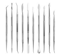 TOVOT 10PCS Stainless Steel Double-Sided Wax Carving Tools Metal Sculpting Tools Clay Modeling Tools (Silver)