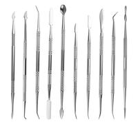 TOVOT 10PCS Stainless Steel Double-Sided Wax Carving Tools with Storage Bag Metal Sculpting Tools Clay Modeling Tools (Silver)