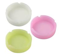 TOVOT 3PCS Silicone Ashtrays Heat-Resistant Ashtray Soft and Unbreakable Ashtrays Easy Cleaning Ashtray for Pub Home Outdoor (3 Colors, Round Shape)