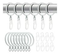 TOVOT 40PCS Metal Curtains Rings Set and Hooks 30MM Inner Diameter Curtain Pole Rings Hoops for Drapery Hanging(White)