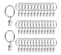 TOVOT 40PCS Metal Curtains Rings with Clips 32MM Inner Diameter Curtain Pole Rings Hoops for Drapery Hanging (Silver)
