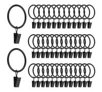 TOVOT 40PCS Metal Curtains Rings with Clips 38MM Inner Diameter Curtain Pole Rings Hoops for Drapery Hanging (Black)