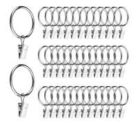 TOVOT 40PCS Metal Curtains Rings with Clips 38MM Inner Diameter Curtain Pole Rings Hoops for Drapery Hanging (Silver)