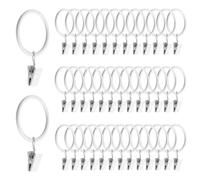 TOVOT 40PCS Metal Curtains Rings with Clips 38MM Inner Diameter Curtain Pole Rings Hoops for Drapery Hanging (White)