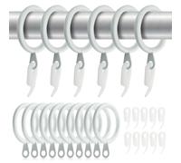 TOVOT 40PCS Silent Type Curtains Rings Set and Hooks 28MM Inner Diameter Curtain Metal Pole Rings Hoops for Drapery Hanging(Black)