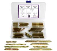 TOVOT 64PCS 8 Sizes Double Ended Screws Assortment Set M5 M6 Double Ended Screws Self-Tapping Dowel Screws for Wooden Furniture (M5×30/40/50/65MM M6×40/50/60/70MM)