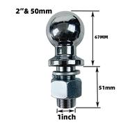 Tow Hitch, Trailer Hitch Tow Ball 2"50mm1"(M25) Shank Dia Trailer Hitch Towball Capacity 5000lbs, Trailer Parts,Trailer Coupling(2inchX1X2)