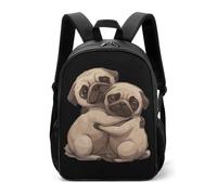 Tow Hug Pug Dogs Casual Daypack Daily Backpacks Travel Shoulder Bag with Adjustable Straps for Women Men