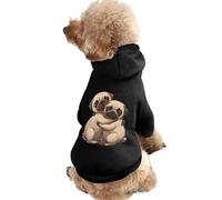 Tow Hug Pug Dogs Printed Pet Hoodie Clothes Warm Dog Hoodie Suit Cute Outfits Clothes for Dogs Cats