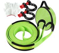 Tow Rope 5M x 5cm,10 Ton (22,000 Lbs) Off-Road Recovery Tow Strap with 2 Reinforced Shackles,Storage Bag & Gloves Heavy Duty Towing Rope for Saloon, SUV, Off-Road Vehicle Recovery