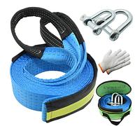 Tow Rope 5mx5cm, Heavy Duty Recovery Towing Strap 8 Ton (17,600 lbs), with Reflective Strip, 2 Anti-Proof Gloves, 2