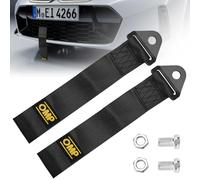 Tow Rope&Towing Strap 2PCS Set,High Strength Nylon Recovery Strap with Heavy Duty Hook & Loop,Reinforced Racing Car Trailer Towing Belt for Front Rear Bumper, Tow Eye Tuning,Off-Road Towing (Black)