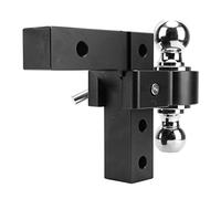 Tow Trailer Hitch, High Strength Aluminum Dual Balls Universal Heavy Duty Design Trailer Hitch Ball Mount 6in Drop for Towing Boats Campers Off Road Vehicles (Black)