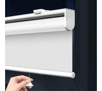 tow000ack Blackout Roller Blind for Windows Pull Down Room Darkening Rolled Shades with Spring System,UV Protection,Thermal Insulated,for Home,Office,White,Custom,Width x Height (145cm x 250cm)