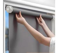 tow000ack Blackout Roller Shades,No Drill Blinds for Indoor Windows,Dark Grey Polyester Fabric,Thermal Insulation UV Protection Curtains,for Home Ofiice,Custom,Width x Height (115cm x 230cm)