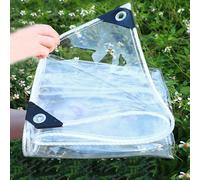 tow000ack Transparent Tarpaulin,0.35mm Thick Waterproof Clear Tarp,Anti-Tear Garden Outdoor PVC Plastic Tarpaulins,Rainproof & Windproof Cover with Eyelets,Customizable (2.4m x 3.5m(7.9ft x 11.5ft))