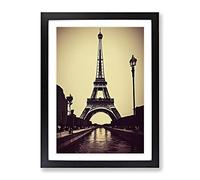 Towards The Eiffel Tower Framed Print | A2 Black Framed Wall Art | Ready to Hang | Modern Cityscape Picture | Living Room Bedroom Lounge Office